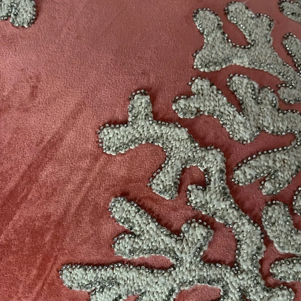 New Pier 1 Coral Beaded Throw Pillow